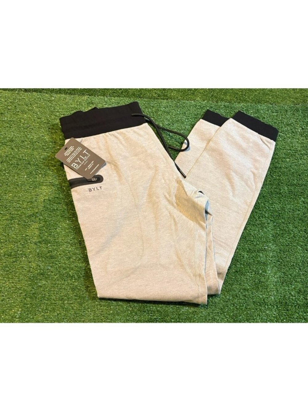 Bylt basics pants mens medium gray black jogger elite 4 way stretch upf new